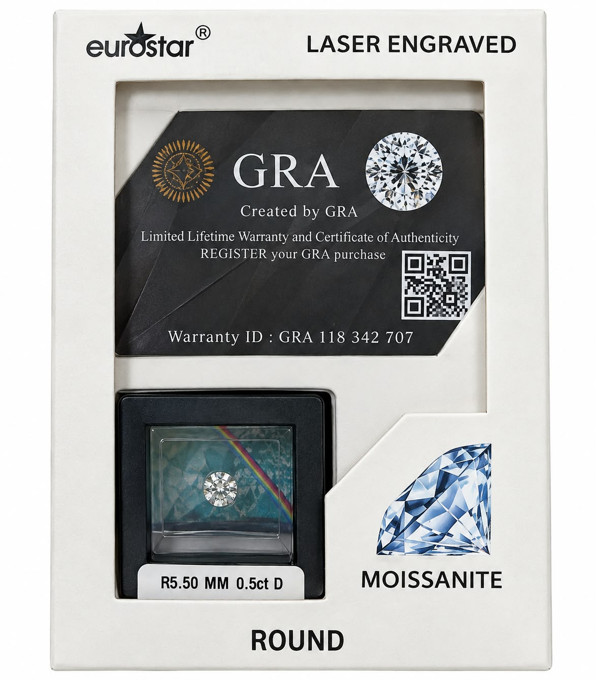 MOSSONITE GRA CERTIFIED ROUND PR/ CT